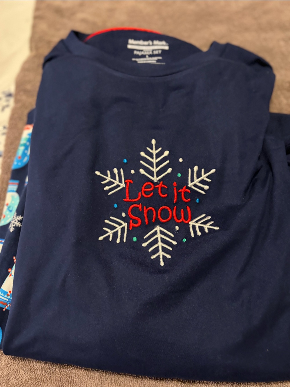 Women’s size L Navy Holiday Sleep Pajama Set NWT